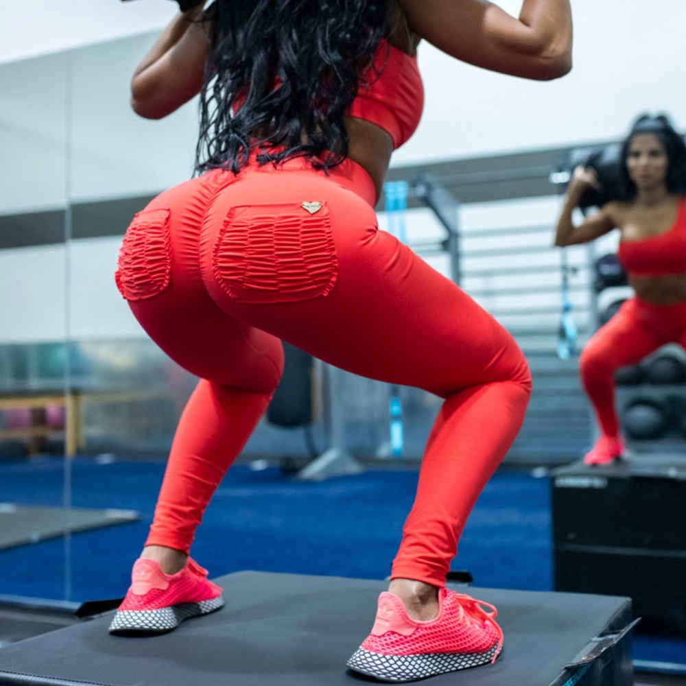 Red “super charged “cute booty lounge leggings